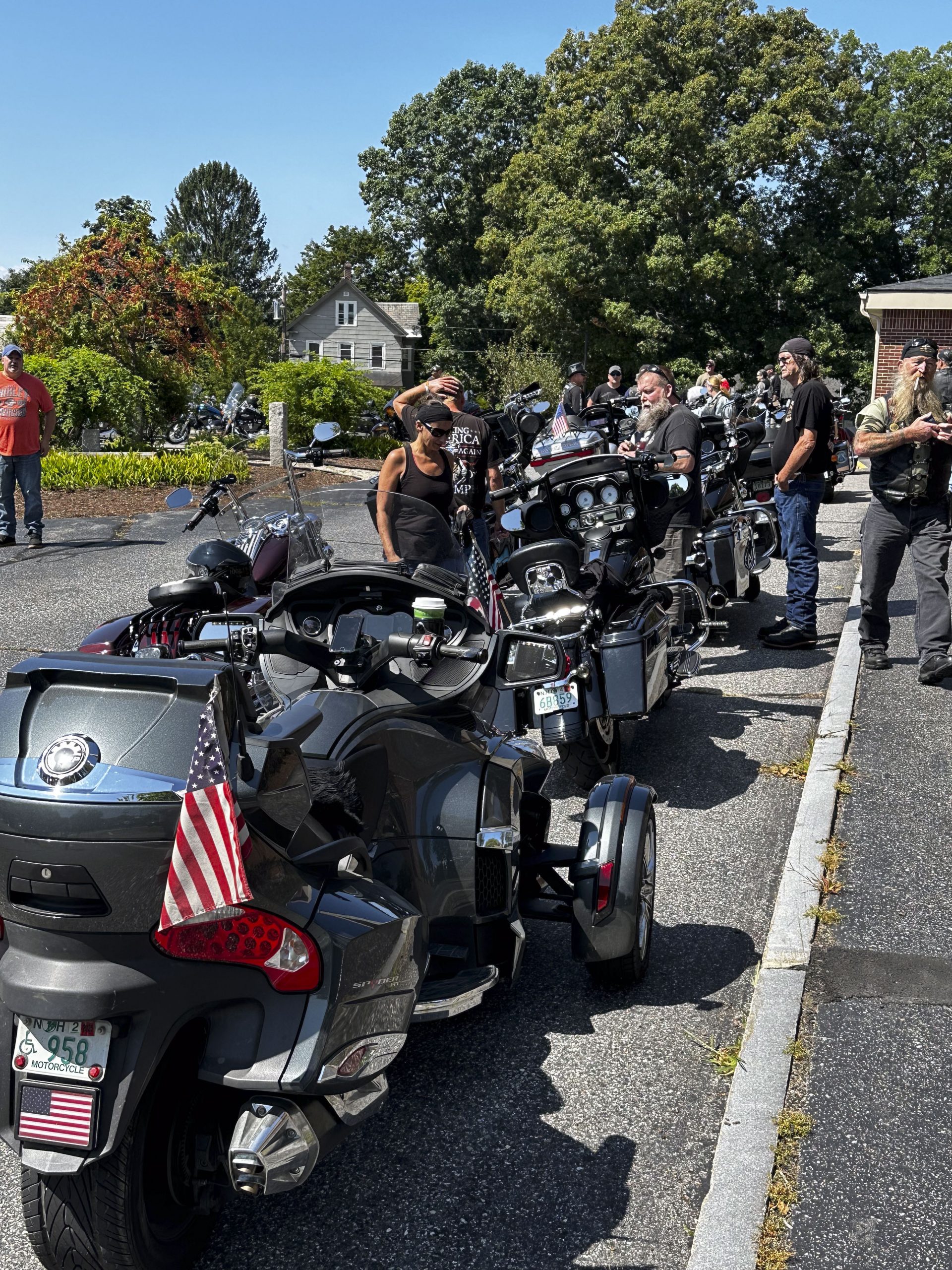 The line up of motorcycles at the memorial ceremony